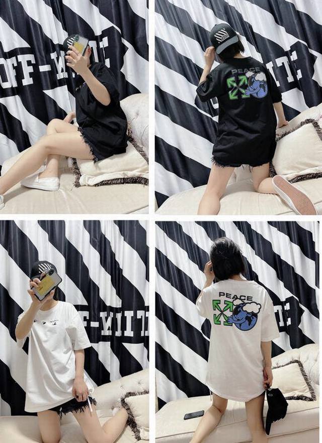 春夏新款 品牌 Off-White 环保地球款短袖T恤 颜色 白色 黑色 尺码 Xs-S-M-L 男女同款 面料 采用定制230克32织纯棉双纱面料 坯布两次水