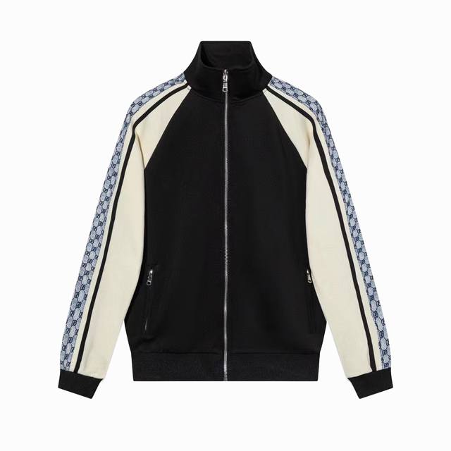 gucci 古驰 Gc 经典蛇纹 超大造型平纹针织夹克运动外套 尺码 M L Xl 面料 黑色 白色平纹针织面料 螺纹 定织定染螺纹 夹克砂 高密度 高品质 织