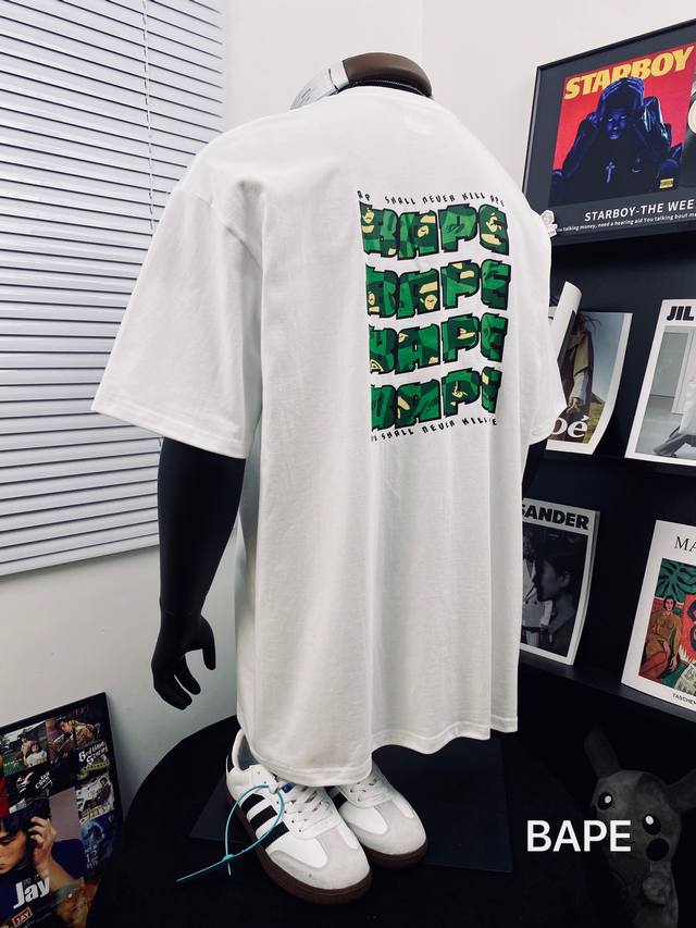 bape Summer Camp猿人头百变字母重工艺印花圆领短袖 高版本 猿人形象 增添潮流 让你成为最靓仔 官网发售款 超级推荐 超人气单品 260克优质高织