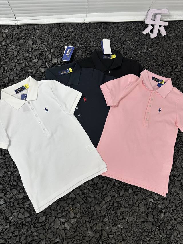 Ralph Lauren 拉夫劳伦经典小马刺绣Logo翻领女款修身款polo短袖 女款 - 采用原版一比一定织定染320G空气层珠地棉 同缸染色螺纹 成衣水洗落