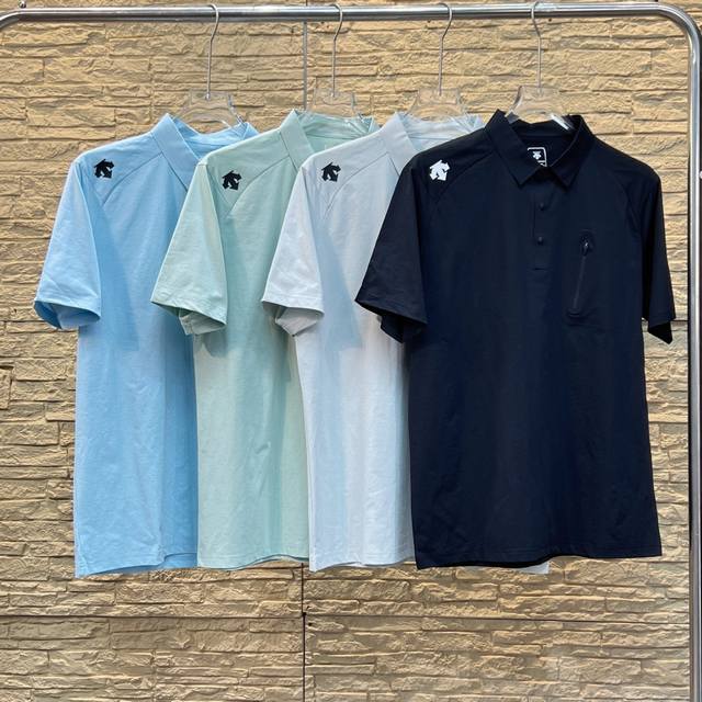 供 descente 迪桑特25Ss夏季新款男士户外短袖T恤polo衫 激光切割剪裁 整体干净利落 超高弹力 垂感无痕 B1187 迪桑特品牌硅胶立体印花Log