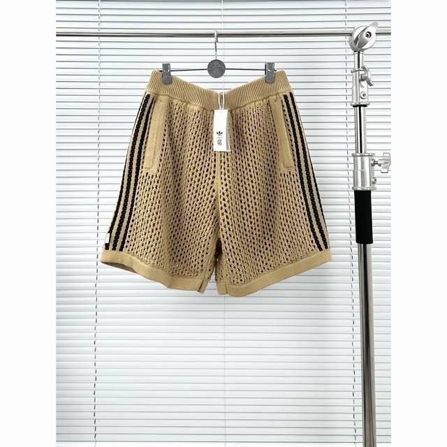 阿迪网眼短裤 白色 黑色 S-Xl adidas Originals X Clot 三叶草联名系列 网状镂空钩花针织短裤 Adidas Originals Cl