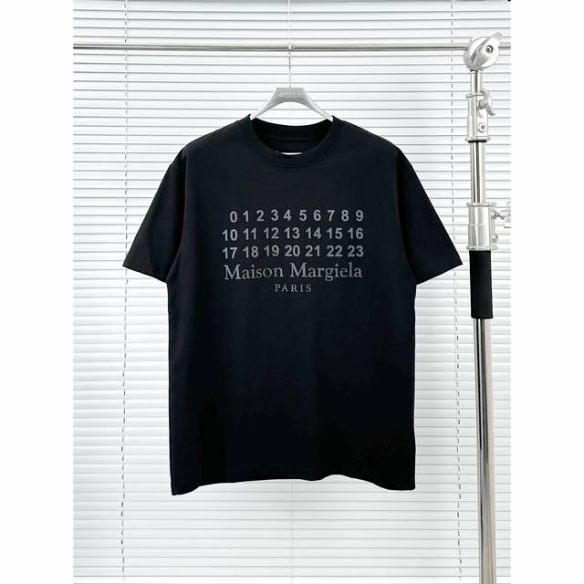 暗黑数字款 # 黑色 44 46 48 50 25Ss Maison Margiela马吉拉 暗黑 隐形 数字 字母印花短袖T恤 核心工艺 360G重磅精梳纯棉