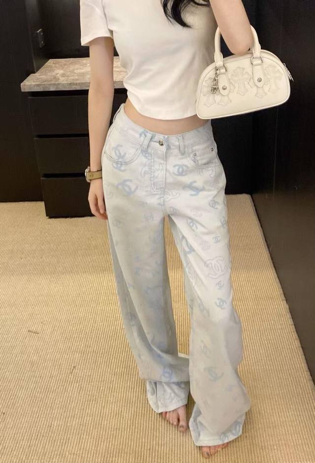 上新 小香 夏日多巴胺提花天丝直筒裤 颜色 蓝色 黄色 粉色 码数 Smlxl见尾图