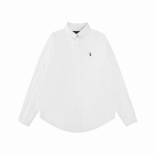 R61 Ralph Lauren拉夫劳伦牛津纺彩马Logo刺绣排扣翻领经典长袖休闲衬衫 颜色 白色 灰色 浅蓝 湖水绿 黄色 粉色 紫色 卡其色 藏青色 黑色