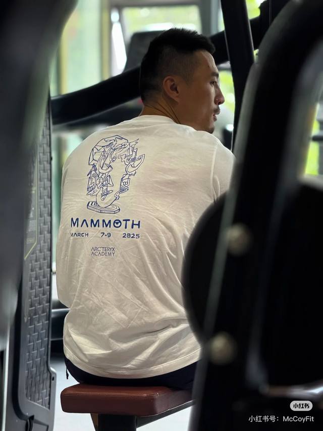 始祖鸟 Arc'teryx 春夏新款联名猛犸象印花 宽松男女同款圆领纯棉短袖T恤 面料330G全棉精梳棉 高品质 颜色 白色 尺码M-L- Xl 胸围 衣长 M