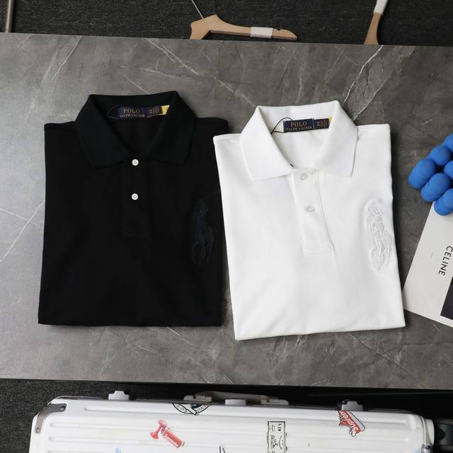 顶级复刻 高端定制 - Ralph Lauren 拉夫劳伦 新款大马刺绣polo衫短袖 - 款号: 2006 - 颜色: 黑色 白色 宝蓝色 - 顶级复刻版本