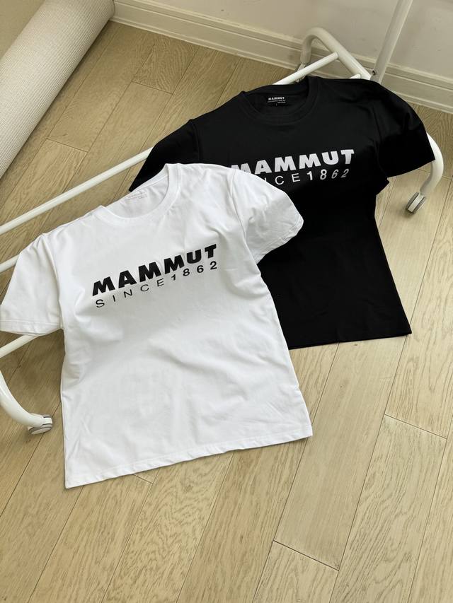 Mammut 猛犸象 男子休闲运动速干字母印花情侣短袖T恤 小红书热门爆款 明星网红同款穿搭 男女日常通勤穿搭必备单品 高品质7A抗菌三防户外面料 亲肤透气不起