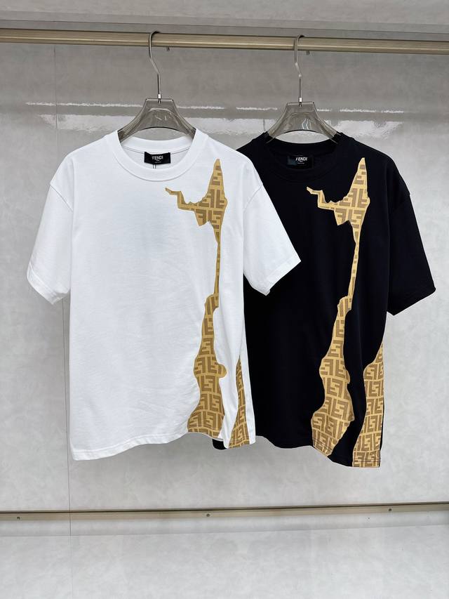 顶级最高版本 Fendi 芬迪 Ff 经典渐变Logo圆领短袖T恤半袖 男女同款 情侣款 宽松版型 最高版本 原版面料 高版本 高品质 所有细节 面料辅料工艺