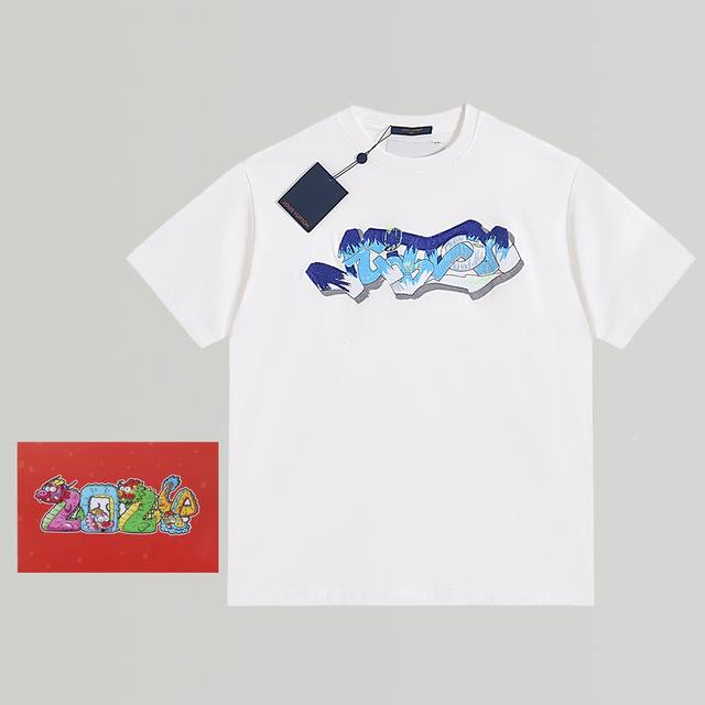顶级最高版本 Lv路易威登Louis Vuitton 驴家1V 经典刺绣蘑菇图案字母半袖T恤短袖 男女同款 情侣款 宽松版型 最高版本 原版面料 高版本 高品质