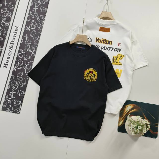 尺码S-Xl顶级复刻 2025夏装新品Louis Vuitton路易威登牙刷绣印花短袖T恤驴家Lv情侣款T恤 轻奢主义 男女日常通勤穿搭必备单品 正确版本 欢迎