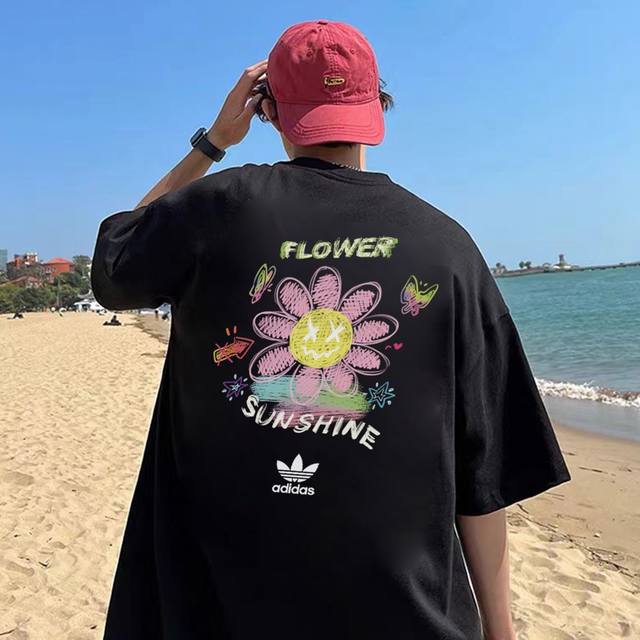 260G重磅纯棉 Adidas Originals 三叶草 阿迪达斯 小花图案 蝴蝶翩跹 短袖T恤 男女同款 半袖 情侣款 面料工艺 1.260G重磅纯棉 10