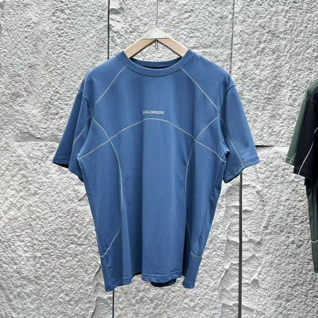 salomon萨洛蒙户外男款休闲潮流短袖T恤 Outdoor系列 Radiant Ss Tee M 辅料细节拉满 240克双纱纯棉 黑色 军绿 藏蓝 m衣长69