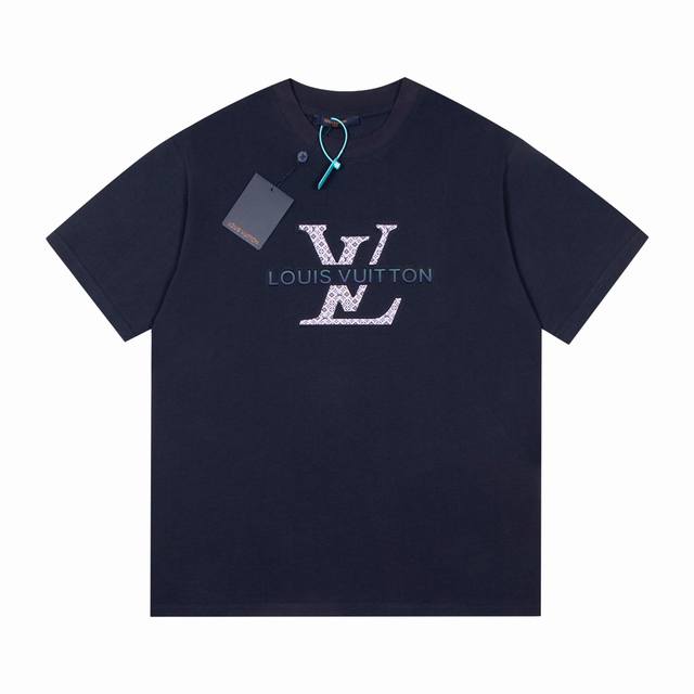 顶级最高版本 Lv路易威登Louis Vuitton 驴家1V 经典胸前凹凸压胶图案圆领半袖T恤短袖 男女同款 情侣款 宽松版型 最高版本 原版面料 高版本 高