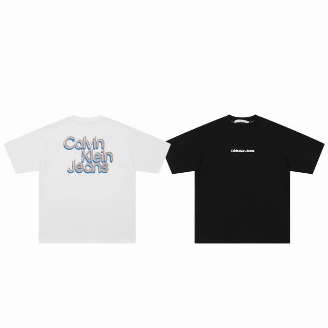 calvin Klein Ck 最新专柜同步重影 Logo印花情侣圆领短袖 T恤-原版代购品质 color 黑色 白色 size S M L Xl number