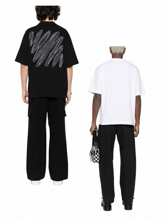Ss春夏新款 品牌 Off-White 刺绣心电图款短袖T恤 颜色 黑色 白色 尺码 Xs-S-M-L 男女同款 面料 采用定制260克32织纯棉双纱面料 坯布