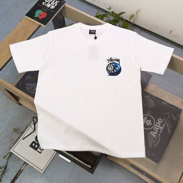款号 Xbnb041 2025新款Stussy斯图西台球桌球8图案Logo印花休闲情侣宽松短袖T恤 经典永远不会过时 人手必备款 260G纯棉精梳棉不起球不起毛
