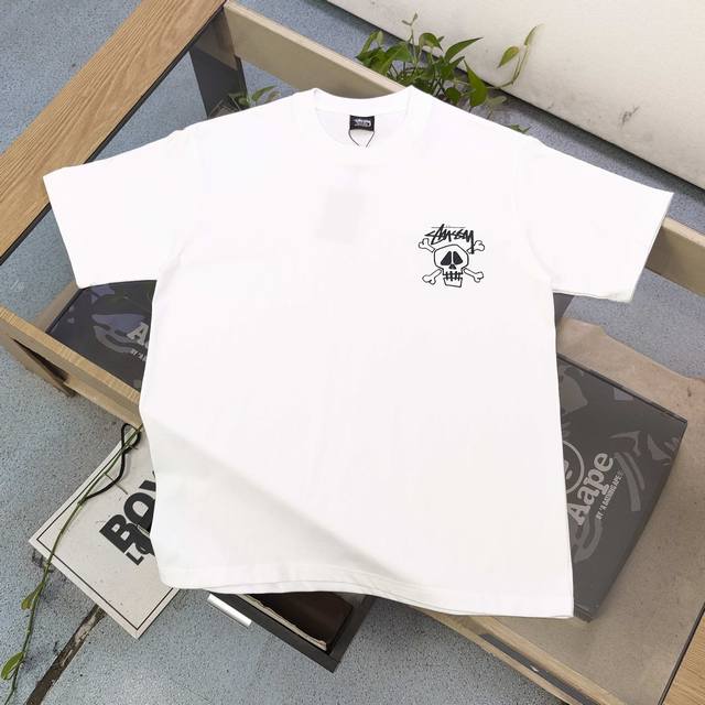 款号 Xbnb081 高版本 2025新款Stussy斯图西骷髅头图案Logo字母印花休闲情侣宽松短袖T恤 经典永远不会过时 人手必备款 260G纯棉精梳棉不起