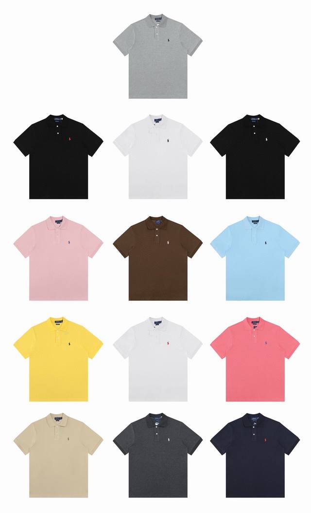 细节图# Ralph Lauren拉夫劳伦经典基础小马刺绣Logopolo衫 T恤短袖 尺码 S-Xxl 颜色 黑色白标 藏青 灰色 白色红标 黑色红标 西瓜红