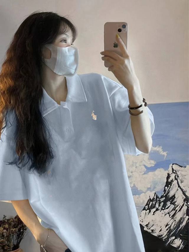 上新 2025polo保罗刺绣polo短袖新款字母标语刺绣情侣短袖 专柜限定数码刺绣工艺短袖T恤 t原地自留款 好喜欢这种款 前面一个精致刺绣Logo 叠穿的话