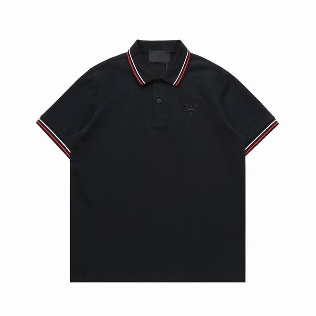 顶级复刻版本]品名: prada 普拉达 新款微标刺绣翻领polo衫短袖T恤 款号 65012 颜色 黑色 白色 尺码 M-Xxl 面料: 280G重磅珠地棉