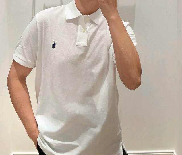模特图# ralph Lauren拉夫劳伦经典基础小马刺绣Logopolo衫 T恤短袖 尺码 S-Xxl 颜色 黑色白标 藏青 灰色 白色红标 黑色红标 西瓜红