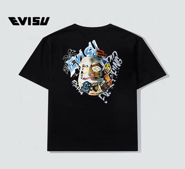 顶级版本 evisu 福神新款佛头印花T恤 25Ss夏季新品 进口机器印花 色彩鲜明 颜色正 不脱落 不开胶 采用环保颜料 无甲醛 无异味 领口订制织带包边包条