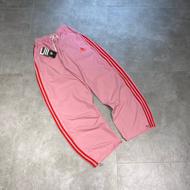 adidas阿迪达斯 树莓粉三条杠运动机能裤登山工装抽绳长裤情侣款 color: 粉色 Size: M-Xl m 腰围96 臀围124 裤长98 Cm l 腰围
