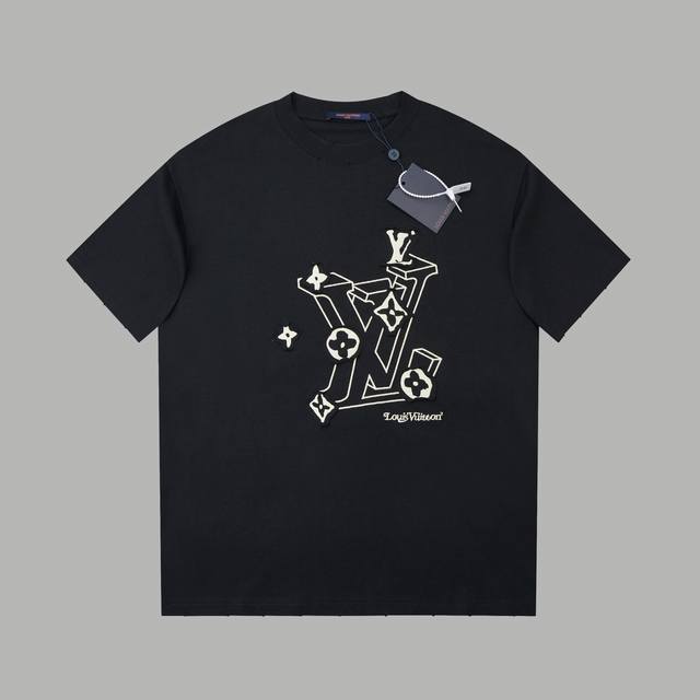 上新 顶级复刻版本 lv路易威登 25Ss早春新款 撞色贴布字母Logo短袖 轻奢主义 男女日常通勤穿搭必备单品 正确版本 欢迎对比 详细特征 320克100%