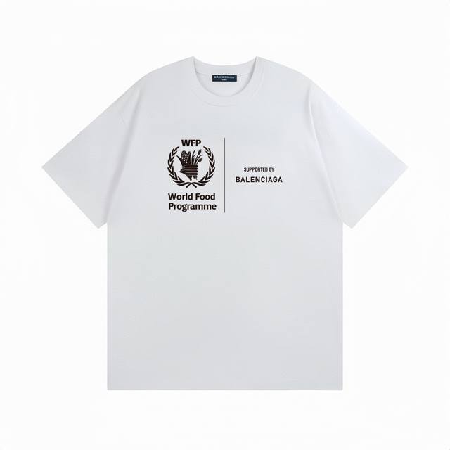 巴黎世家Balenciaga 玉米麦穗字母印花短袖百搭T恤短袖情侣款 面料 重磅双纱300G纯棉新疆长绒棉越洗越有质感穿上去不松垮不起球不掉色 克重 绝对用料实