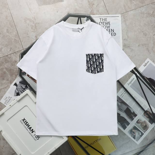 上新 纯原臻品 顶级复刻 dior 迪奥经典老花口袋休闲圆领短袖T恤 - 颜色 黑色 白色 - 购入原版开模打造 全套定制辅料 细节决定成败 - 迪奥 全称为克