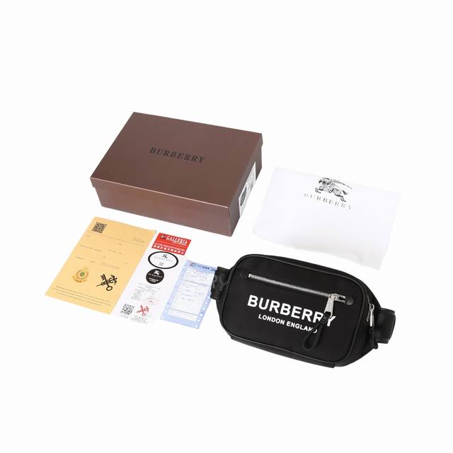burberry博柏利 Econyl 徽标印花可再生材质环保材料 尼龙 单肩斜挎包胸包腰包 常规 男款 黑色 Burberry 尼龙包-男女同款-腰包借鉴九十年
