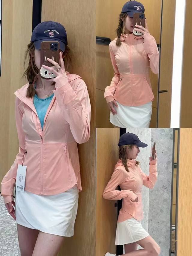 粉色- --Lululemon防晒衣修身款夏季出游必备 6色皮肤衣 lulu真的太懂女生 穿上简单而又不失精致的感觉这不就来了我当防晒来穿 可以搭配一切有点暴露