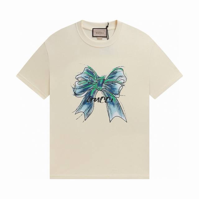 gucci 古驰 蝴蝶结短袖T恤 高品质出货 原版面料 官方同款 叠穿打底就很有博主范儿了 低调有品位 原版面料 240G高克重 双纱100%精梳棉 螺纹定织定