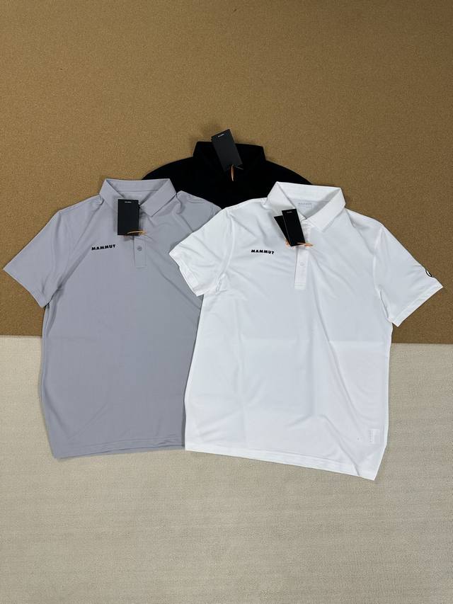 mammut 猛犸象 25Ss 男子休闲运动速干透气polo衫短袖 颜色 黑色 灰色 白色 尺码 M-3Xl 甄选高品质网眼速干面料 舒适透气 不闷不热 手感软