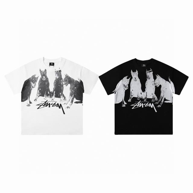 stussy 斯图西经典杜宾犬印花 圆领短袖T恤-市场最高品质 color 白色 黑色 size S M L Xl number 25621 独家定制原版250