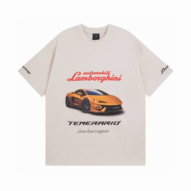 balenciaga 巴黎世家2025 Ss 最新联名兰博基尼Lamborghini前后面 左右袖直喷印花短袖T恤 本市场No.1的质量 真正天花板品质 全部原