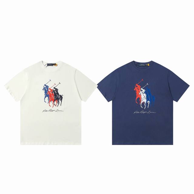 ralph Lauren polo 拉夫劳伦 25Ss 三色战马 Logo 印花情侣休闲圆领T恤短袖-原单品质 color 藏青色 白色 size S M L