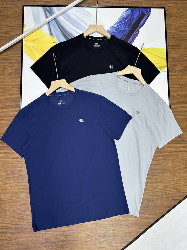 Kolon Sport无痕冰丝可隆圆领T恤短袖徒步圆领弹性轻薄男士户外运动短袖登山上衣全身采用无缝压胶工艺纽扣所有辅料都是原版一比一开模打造 高奢系列 轻奢工艺