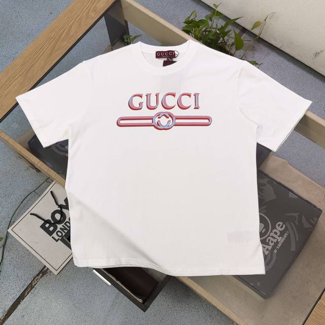 款号 Qna202 高版本 2025新款Gucci古驰经典腰带字母图案Logo印花休闲情侣圆领短袖T恤 采用32支双纱精梳纯棉爽滑手感 纯棉不起球不起毛 面料厚