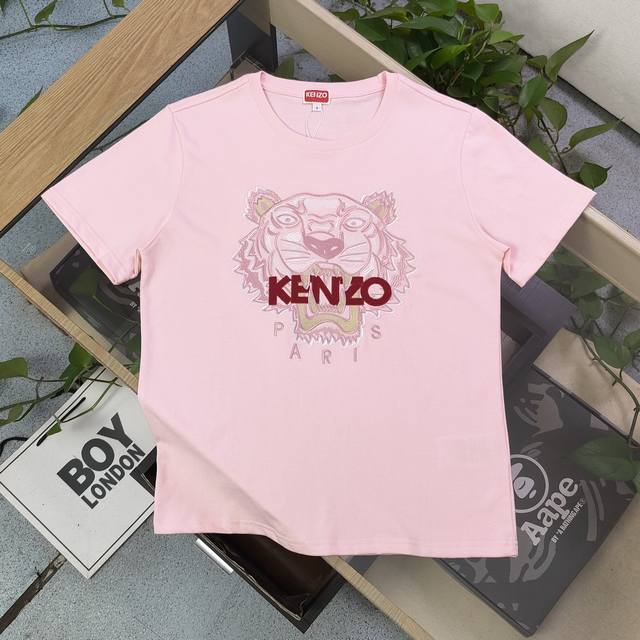 款号 Su711 高版本 2025新款Kenzo高田贤三刺绣老虎头图案Logo绣花休闲情侣短袖T恤 简单整洁的配色 吸睛且高端大气 胸前几十万针精工刺绣 依然保