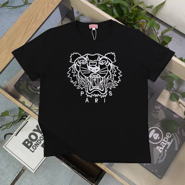 款号 Su710 高版本 2025新款Kenzo高田贤三刺绣老虎头图案Logo绣花休闲情侣短袖T恤 简单整洁的配色 吸睛且高端大气 胸前几十万针精工刺绣 依然保