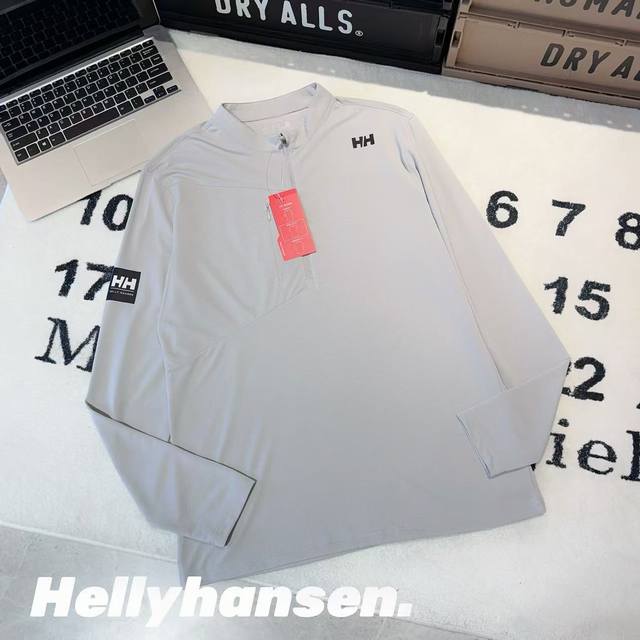 Hellyhansen航海系列户外网眼速干吸湿排汗轻量化半拉链长袖T恤 -面料 采用原版一比一定织定染细网眼面料 弹力十足 凉感透气 吸湿排汗 -辅料 原版拆解