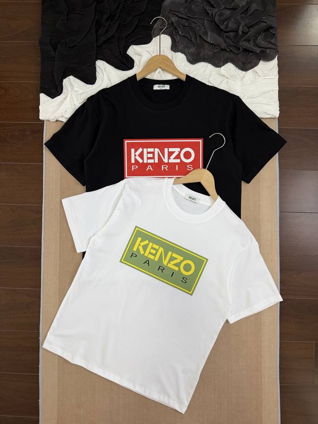 kenzo 高田贤三 新款字母Logo印花 休闲圆领短袖T恤 -面料采用260G双纱面料 达到透而不露的黄金平衡点 完美规避透视尴尬 成衣尺寸稳定 多次机洗仍能