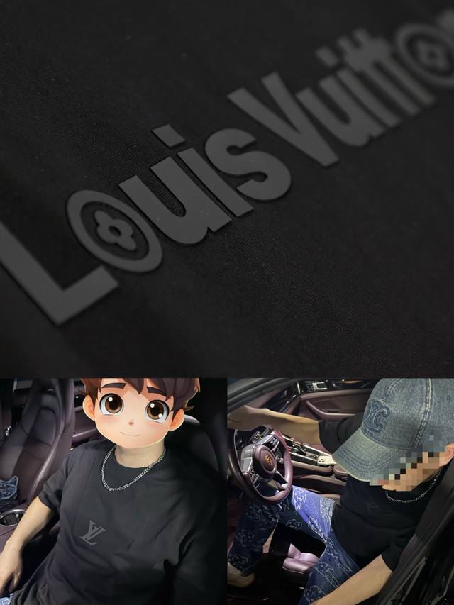 上身&细节# Louis Vuitton 路易威登Lv 25Ss新款经典Logo 字母硅胶压花款短袖圆领T恤 Louis Vuitton 法国路威酩轩集团-Lv