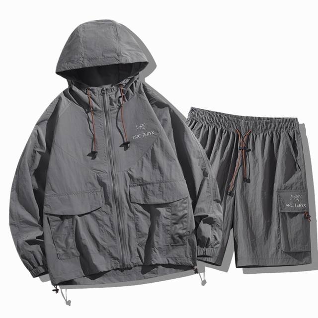 供 arcteryx 始祖鸟夏季户外防晒衣套装盐系男女款透气速干防紫外线防晒服外套套装 最新款 夏季必备 防晒指数50+认证款 高端品质无敌 进口科技防晒面料