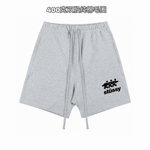 斯图西Stussy三人冲浪 基础款印花双股400克纯棉毛圈男女情侣款短裤 面料 独家定制面料采用400G纯棉毛圈面料市场找不到第二家 可以说一条短裤能穿5年毫不