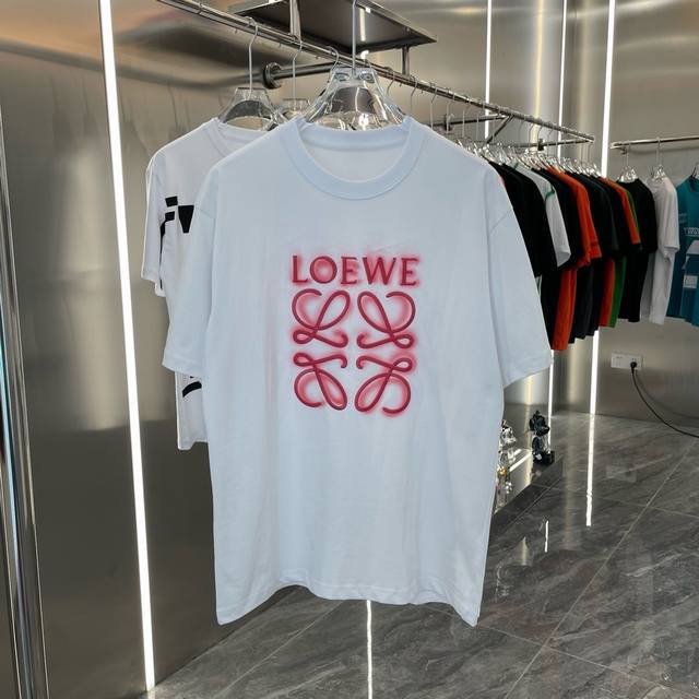 loewe罗意威2025Ss新款字母印花万针刺绣情侣休闲短袖T恤 最高版本 定制面料290克双纱 字母印花万针刺绣工艺设计 辅料 开模原版过鉴定领标100%真丝