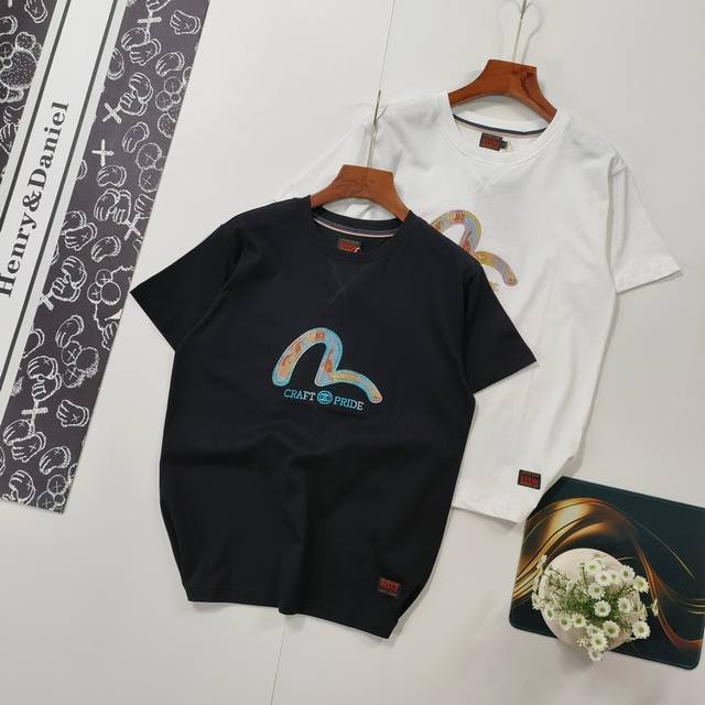 尺码S-2Xl 掌柜推荐 evisu 福神 新款男女同款小海鸥贴布短袖T恤 原版面料高版本高品质 网红明星同款 evisu不时革新与重塑经典元素 保持 图案T恤