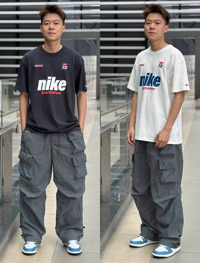 模特细节图# 耐克 Nike Sportswear Tech pack 纯色Logo刺绣工装梭织衬里多口袋休闲裤 情侣款 夏季透气双层百搭工装裤 专为炎热夏天而